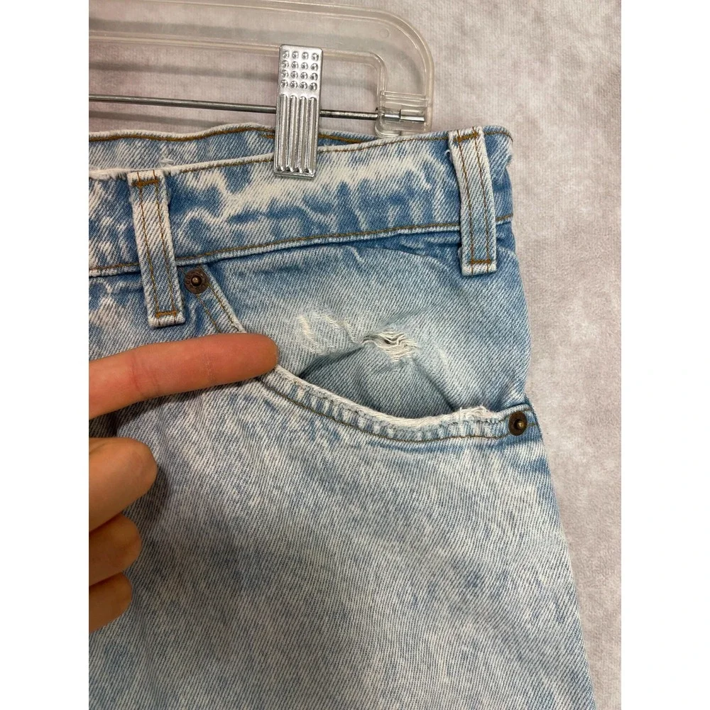 VINTAGE Levis Jean Shorts Mens 34 Blue Distressed Denim Jorts Orange Tab USA 90s